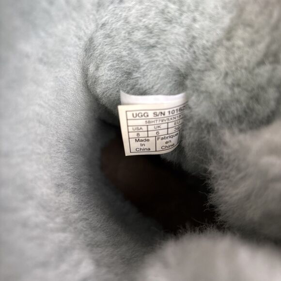 Womens 8 Ugg Boots Bailey Bow Ether Baby Blue Suede Sheepskin Coquette Very Rare - Picture 15 of 16